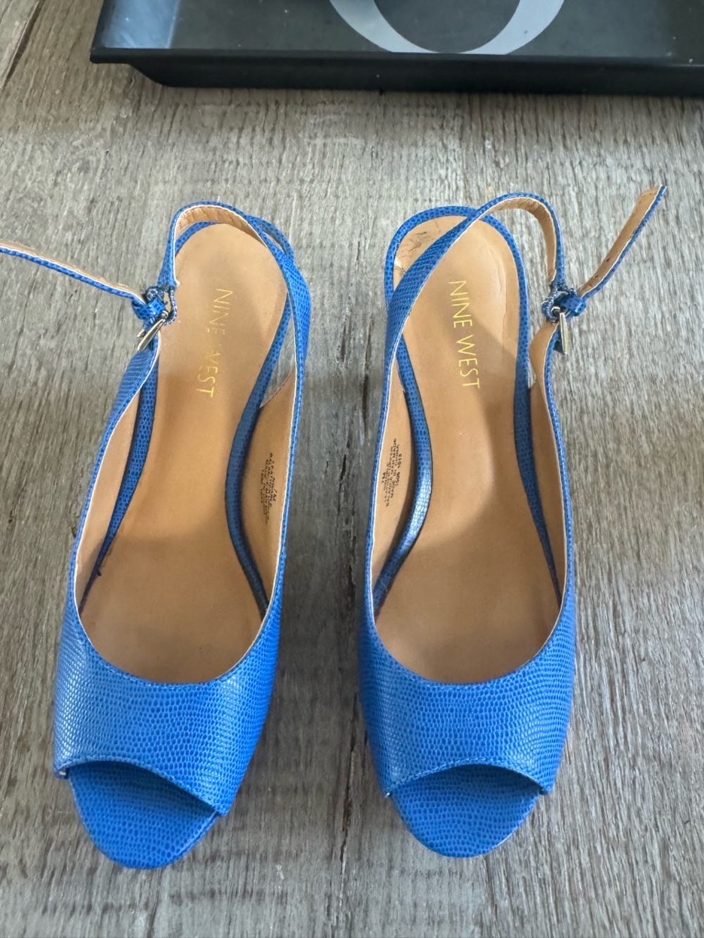 Nine West Women's Blue Slingback Peep-Toe Heels